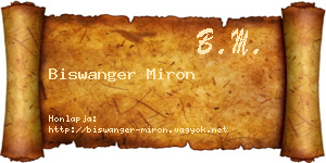 Biswanger Miron névjegykártya